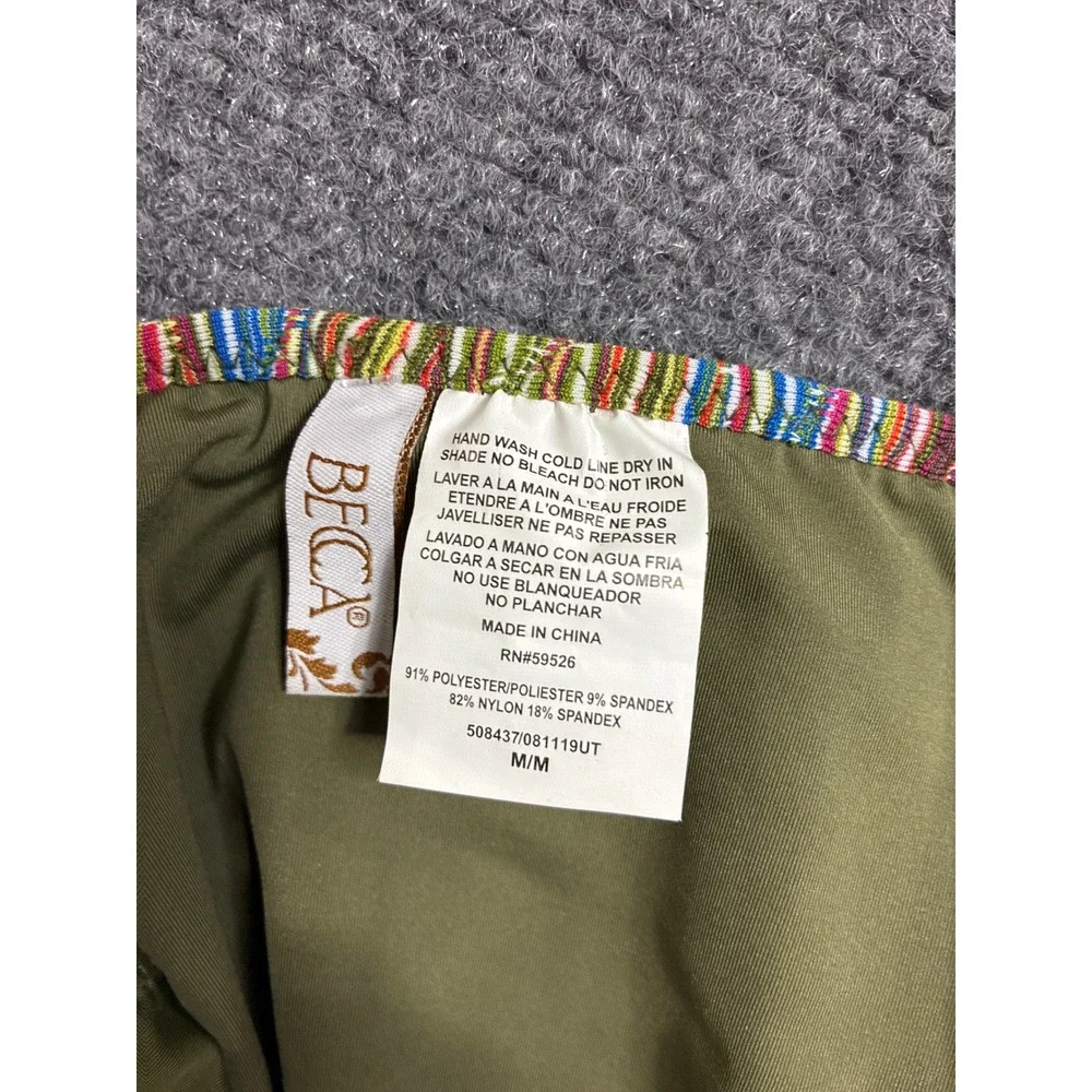 BECCA by Rebecca Virtue Adela Striped Bikini Set Multi Color Medium NWT